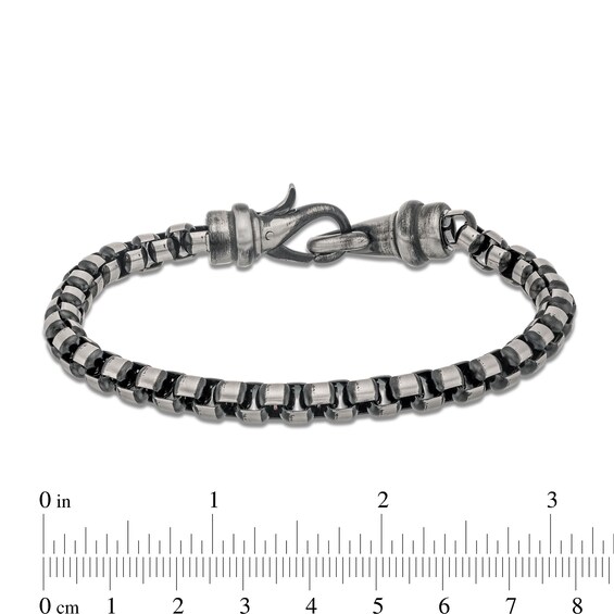 Men's Box Chain Bracelet and Necklace Set in Stainless Steel with Black Ion-Plate