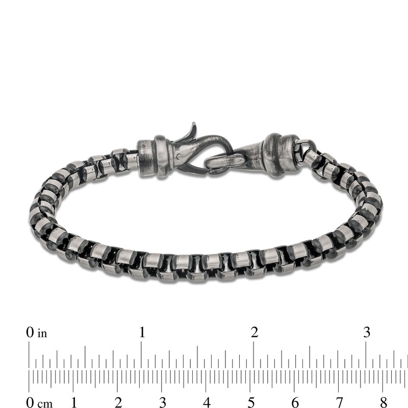 Men's Box Chain Bracelet and Necklace Set in Stainless Steel with Black Ion-Plate