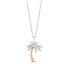 Disney Treasures Lilo & Stitch 0.04 CT. T.W. Palm Tree Pendant in Sterling Silver and 10K Gold