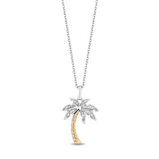 Disney Treasures Lilo & Stitch 0.04 CT. T.W. Palm Tree Pendant in Sterling Silver and 10K Gold