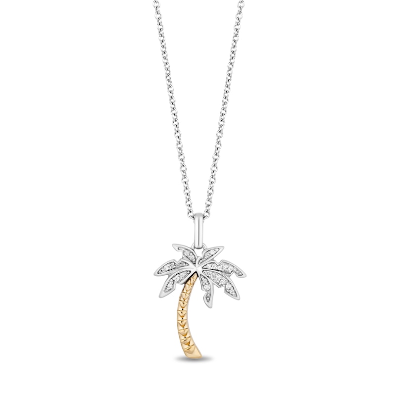 Disney Treasures Lilo & Stitch 0.04 CT. T.W. Palm Tree Pendant in Sterling Silver and 10K Gold
