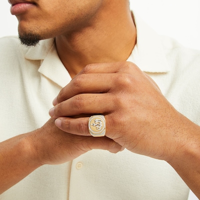 1.45 CT. T.W. Diamond Allah Symbol Signet Ring in 10K Gold