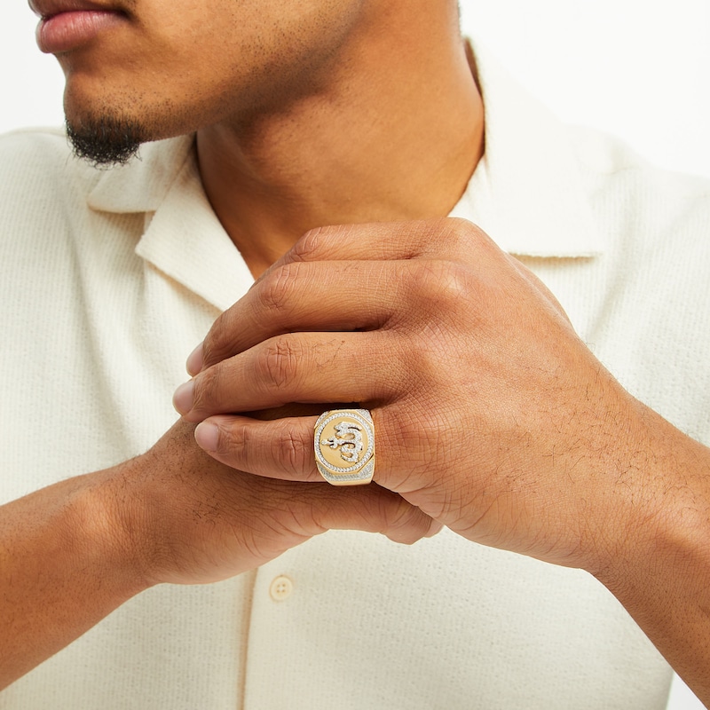 Main Image 2 of 1.45 CT. T.W. Diamond Allah Symbol Signet Ring in 10K Gold