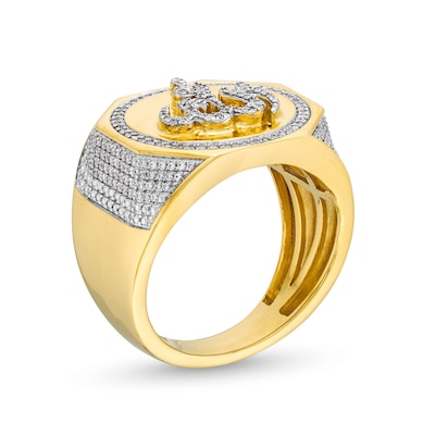 1.45 CT. T.W. Diamond Allah Symbol Signet Ring in 10K Gold