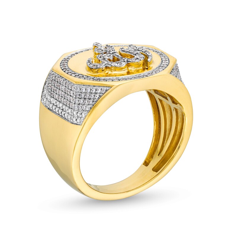 Main Image 3 of 1.45 CT. T.W. Diamond Allah Symbol Signet Ring in 10K Gold