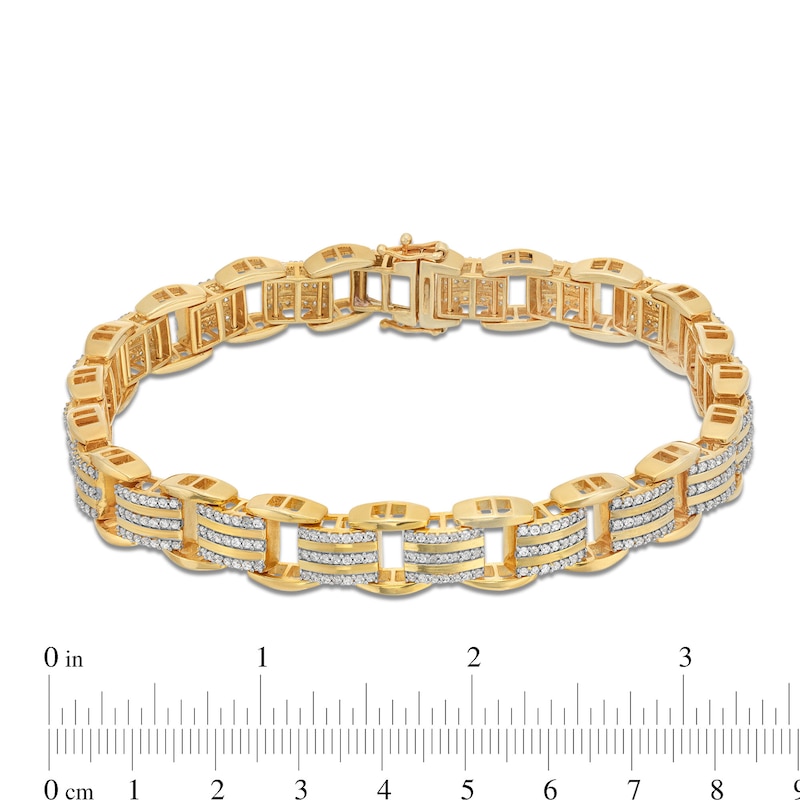 Men's 1.95 CT. T.W. Diamond Multi-Row Link Bracelet in 10K Gold - 8.5"