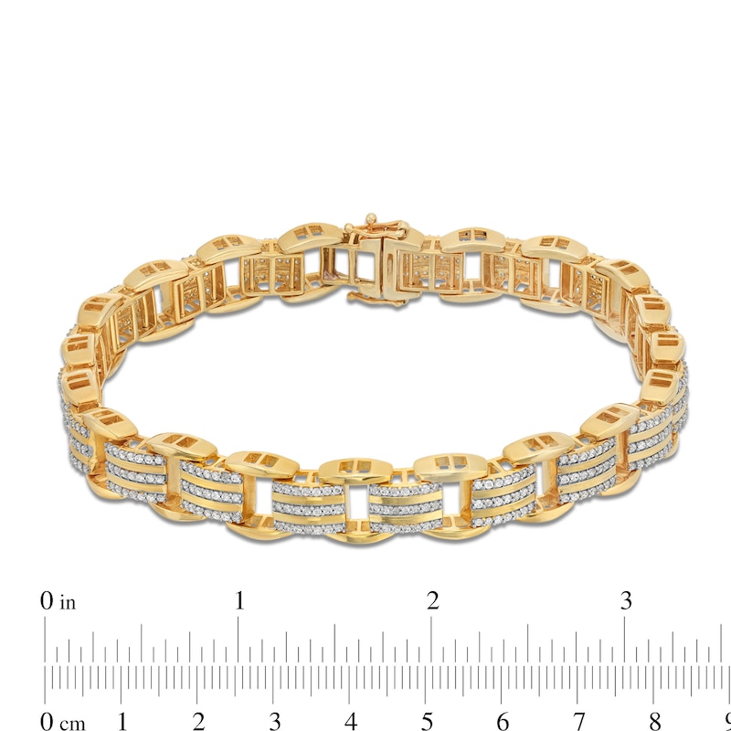 Main Image 4 of 1.95 CT. T.W. Diamond Multi-Row Link Bracelet in 10K Gold - 8.5"