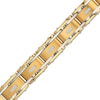 Thumbnail Image 0 of Men's 0.10 CT. T.W. Diamond Three Stone Station Link Bracelet in Stainless Steel and Yellow Ion-Plate - 8.5"