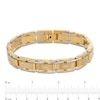 Men's 0.10 CT. T.W. Diamond Three Stone Station Link Bracelet in Stainless Steel and Yellow Ion-Plate - 8.5"
