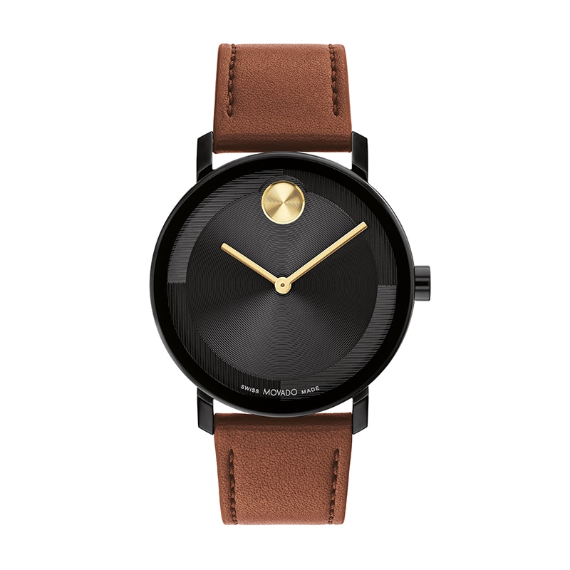 Men's Movado Bold® Evolution IP Brown Strap Watch with Textured Tonal Dial (Model