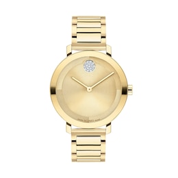 Ladies' Movado Bold® Evolution Crystal Accent Gold-Tone IP Watch with Textured Tonal Gold-Tone Dial (Model: 3601106)