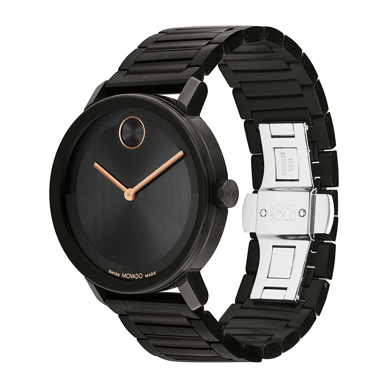 Men's Movado Bold® Evolution Black IP Watch with Textured Tonal Black Dial (Model: 3601112)