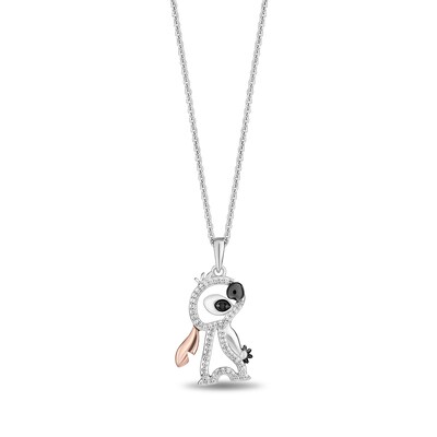 Disney Treasures Lilo and Stitch 0.13 CT. T.W. Stitch Pendant in Sterling Silver and 10K Rose Gold