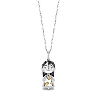 Disney Treasures Lilo & Stitch 0.14 CT. T.W. Black and White Diamond "Lilo" Pendant in Sterling Silver and 10K Gold