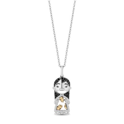 Disney Treasures Lilo & Stitch 0.14 CT. T.W. Black and White Diamond "Lilo" Pendant in Sterling Silver and 10K Gold