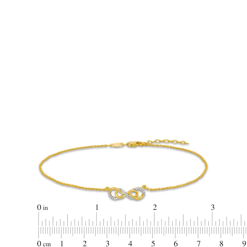 0.05 CT. T.W. Diamond Sideways Infinity Symbol Anklet in 10K Gold - 10"