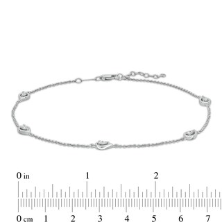 0.08 CT. T.W. Pear-Shaped Multi-Diamond Teardrop Station Anklet in Sterling Silver