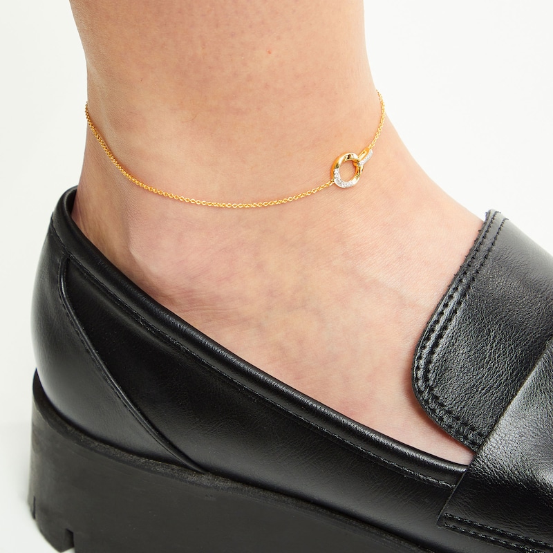 Main Image 2 of Diamond Accent Circle Anklet in 10K Gold