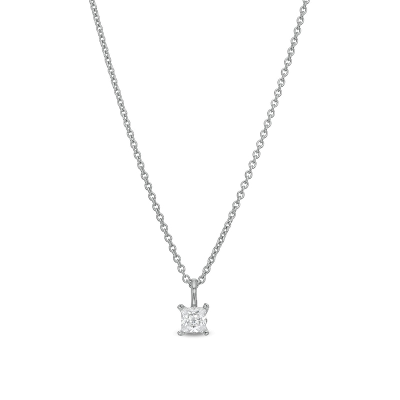 Trouvaille Collection CT. DeBeers®-Graded Princess-Cut Diamond Solitaire Pendant in 14K White Gold (F/I1