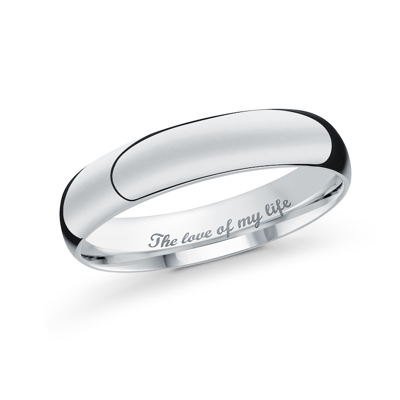 Main Image 1 of Men's Engravable 4.0mm Band in 10K White Gold (1 Line)