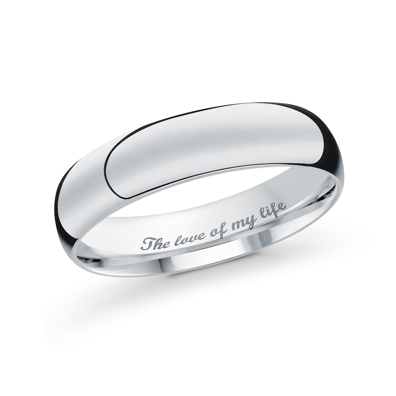 Main Image 1 of Men's Engravable 5.0mm Band in 10K White Gold (1 Line)