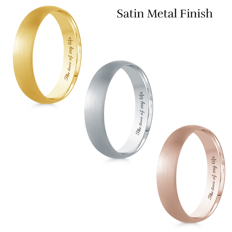 Main Image 4 of Men's Engravable 5.0mm Band in 10K White Gold (1 Line)