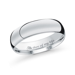 Men's Engravable 6.0mm Band in 10K White Gold (1 Line)