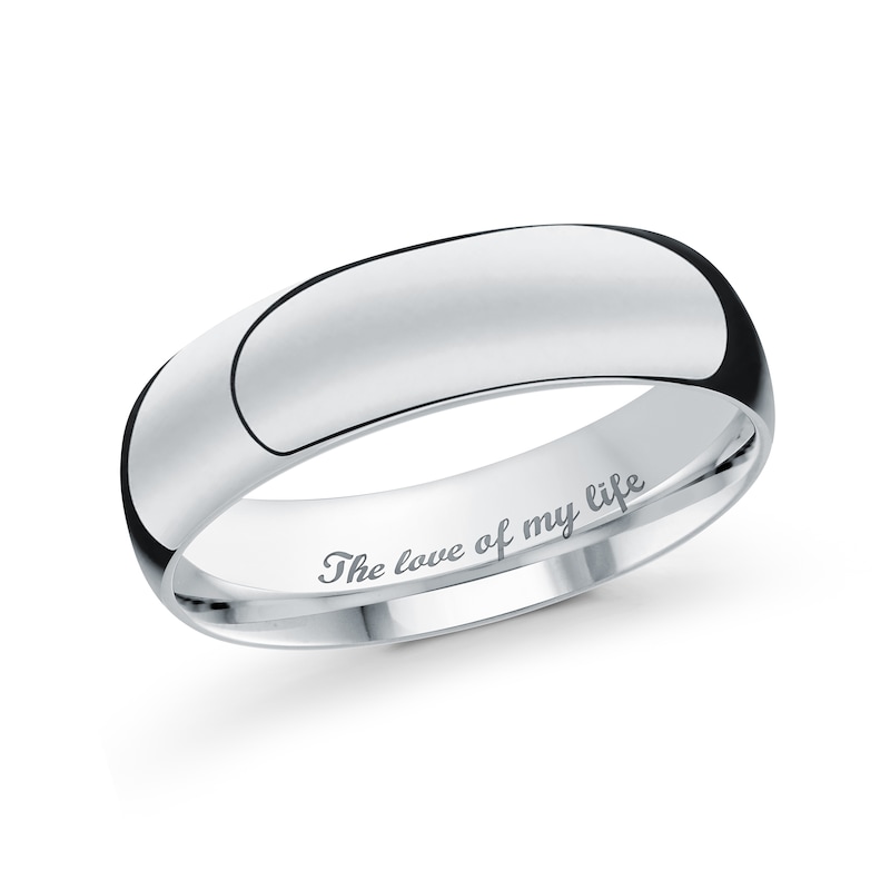 Main Image 1 of Men's Engravable 6.0mm Band in 10K White Gold (1 Line)
