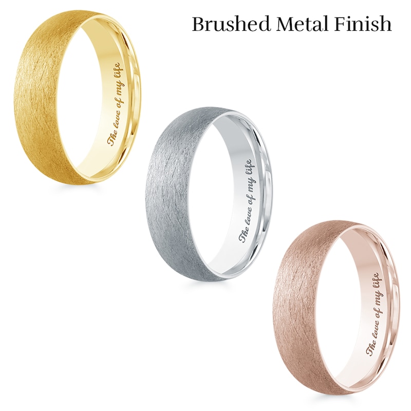 Main Image 2 of Men's Engravable 6.0mm Band in 10K White Gold (1 Line)
