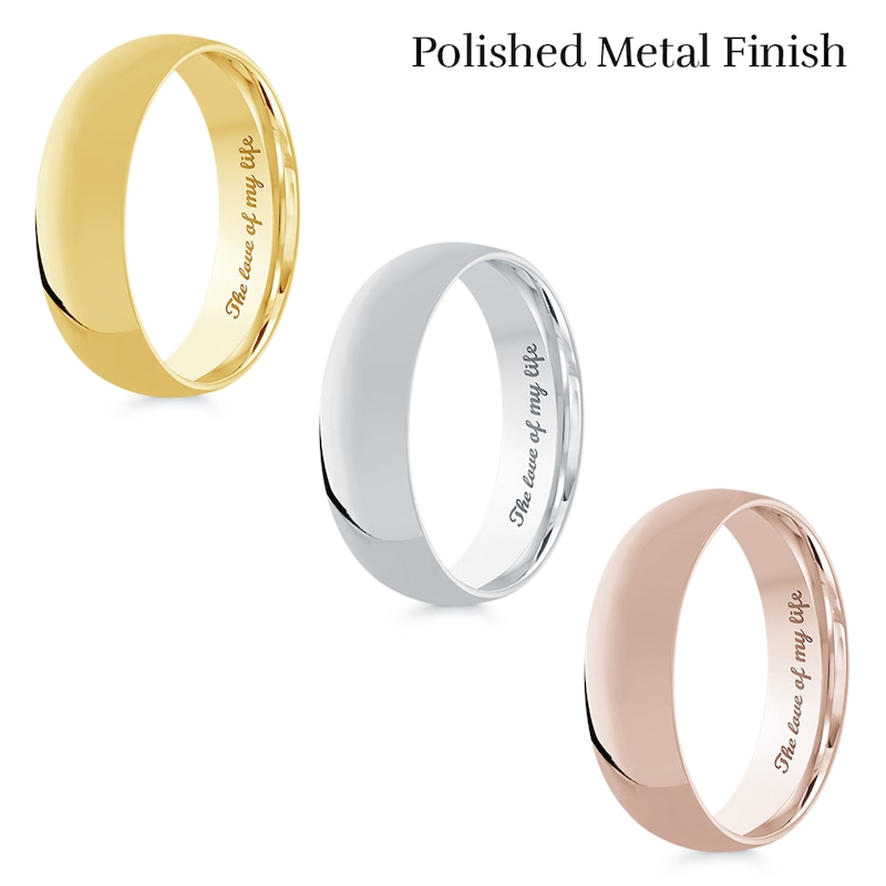 Main Image 3 of Men's Engravable 6.0mm Band in 10K White Gold (1 Line)