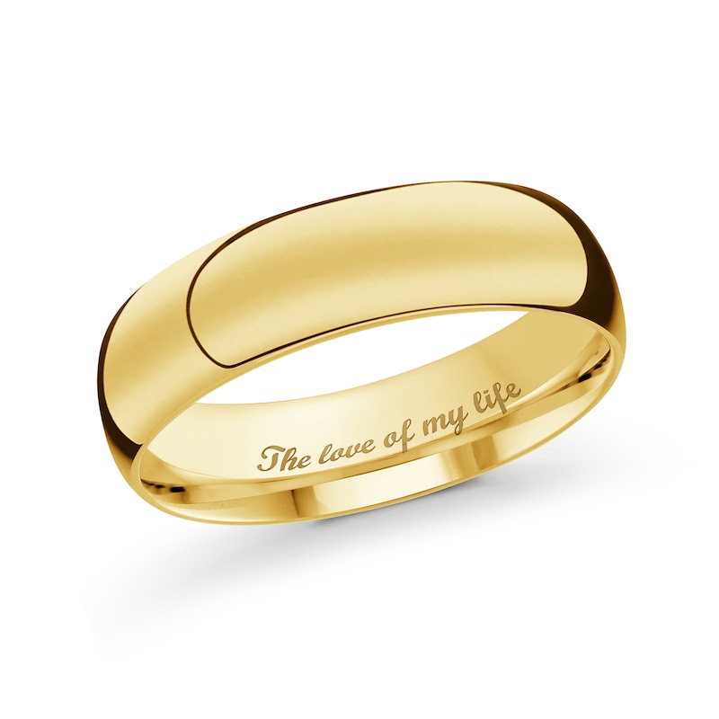 Men's Engravable 6.0mm Band in 10K Gold (1 Line)