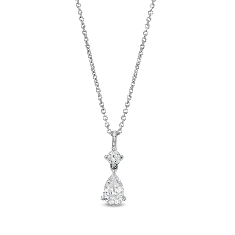 Trouvaille Collection 0.40 CT. T.W. DeBeers®-Graded Pear and Round-Cut Diamond Pendant in 14K White Gold (F/I1)|Peoples Jewellers