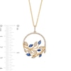Thumbnail Image 4 of EFFY™ Collection Blue Sapphire and 0.29 CT. T.W. Diamond Leaves Pendant in 14K Gold