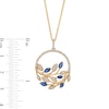 Thumbnail Image 3 of EFFY™ Collection Blue Sapphire and 0.29 CT. T.W. Diamond Leaves Pendant in 14K Gold