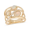 Thumbnail Image 1 of EFFY™ Collection Opal and 0.085 CT. T.W. Diamond Three Stone Ring in 14K Gold