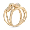 Thumbnail Image 3 of EFFY™ Collection Opal and 0.085 CT. T.W. Diamond Three Stone Ring in 14K Gold