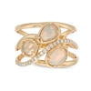 Thumbnail Image 4 of EFFY™ Collection Opal and 0.085 CT. T.W. Diamond Three Stone Ring in 14K Gold
