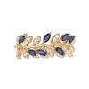 Thumbnail Image 4 of EFFY™ Collection Blue Sapphire and 0.18 CT. T.W. Diamond Leaves Ring in 14K Gold