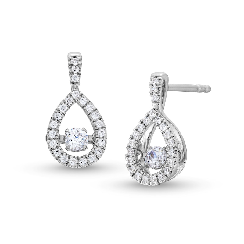 Main Image 1 of Unstoppable Love™ 0.25 CT. T.W. Diamond Teardrop Earrings in Sterling Silver