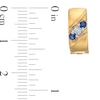 Thumbnail Image 3 of Blue Sapphire and Diamond Accent Slanted Three Stone Huggie Hoop Earrings in 14K Gold