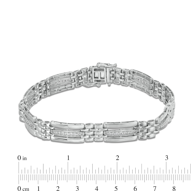 Men's 1.00 CT. T.W. Diamond Elongated Link Bracelet in 10K White Gold - 8.25"