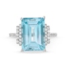 Thumbnail Image 4 of Emerald-Cut Blue Topaz and White Lab-Created Sapphire Ring in Sterling Silver