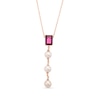 Emerald-Cut Rhodolite Garnet and 5.0mm Freshwater Cultured Pearl Drop Pendant in 10K Rose Gold