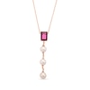 Thumbnail Image 0 of Emerald-Cut Rhodolite Garnet and 5.0mm Cultured Freshwater Pearl Drop Pendant in 10K Rose Gold