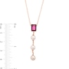 Thumbnail Image 3 of Emerald-Cut Rhodolite Garnet and 5.0mm Cultured Freshwater Pearl Drop Pendant in 10K Rose Gold