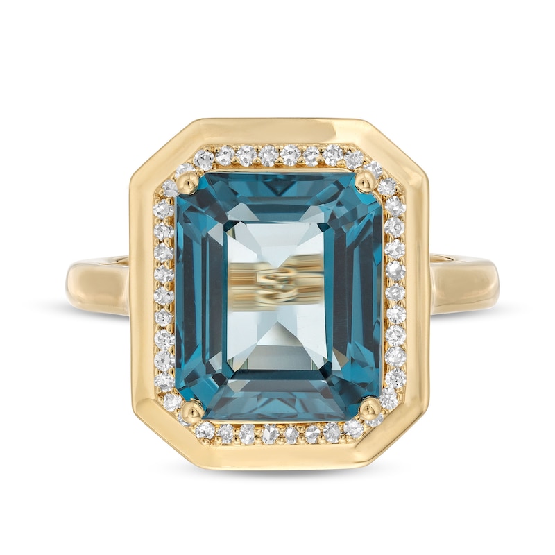 Main Image 4 of EFFY™ Collection London Blue Topaz and 0.14 CT. T.W. Diamond Ring in 14K Gold
