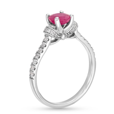 Certified Ruby and 0.25 CT. T.W. Diamond Engagement Ring in 14K White Gold