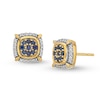 Thumbnail Image 1 of Men's Blue Sapphire and 0.12 CT. T.W. Diamond Cushion Frame Stud Earrings in 10K Gold