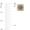 Thumbnail Image 3 of Men's Blue Sapphire and 0.12 CT. T.W. Diamond Cushion Frame Stud Earrings in 10K Gold