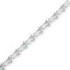 Thumbnail Image 1 of Lab-Created Oval Opal and White Sapphire Line Bracelet in Sterling Silver - 7.25"